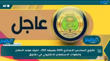 نتائج السادس الإعدادي 2025 بصيغة PDF.. اعرف موعد الإعلان وخطوات الاستعلام الإلكتروني في دقائق